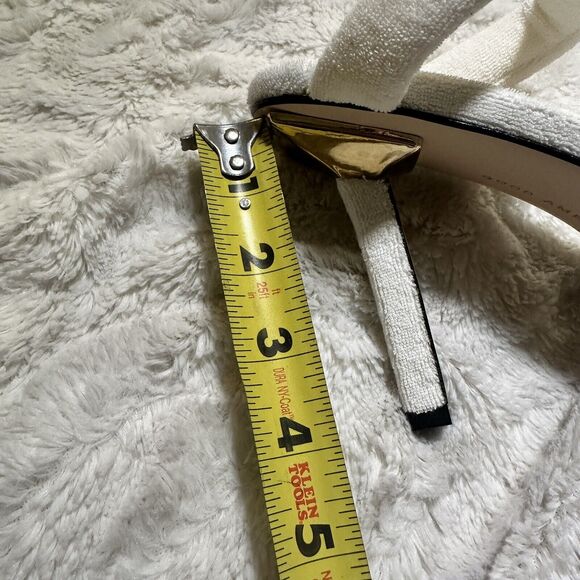 Good American White Terry Heels Size 11 Strappy 4" High Preppy Shoe Neutral Chic - Picture 11 of 11